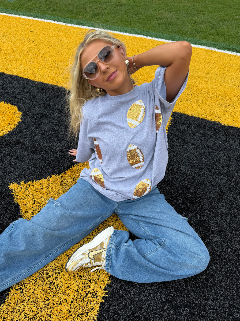 Game Day Dazzle Tee in Grey FINAL SALE