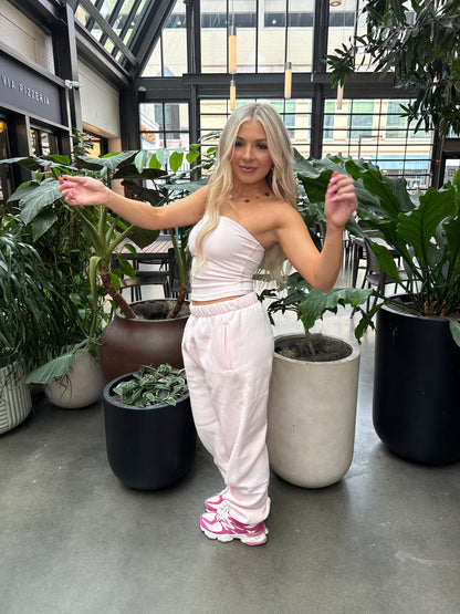 So Fetch Sweatpants in Pale Pink