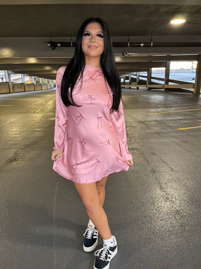 Rosè Silky Bow Dress