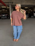For The Plot Stripe Tee in Berry