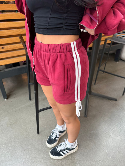 High Energy Track Shorts in Burgundy