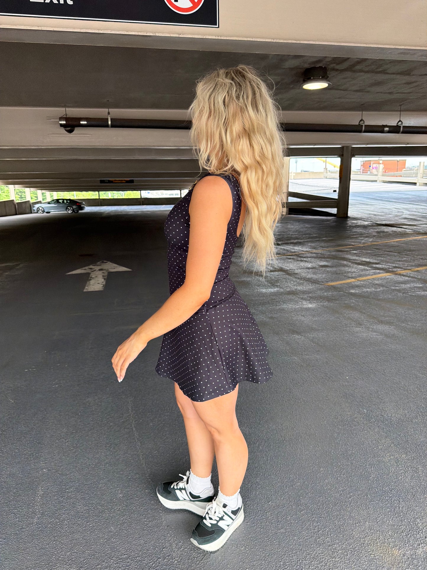 Bonjour Polka Dot Dress in BLACK