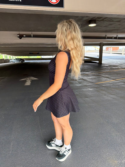 Bonjour Polka Dot Dress in BLACK
