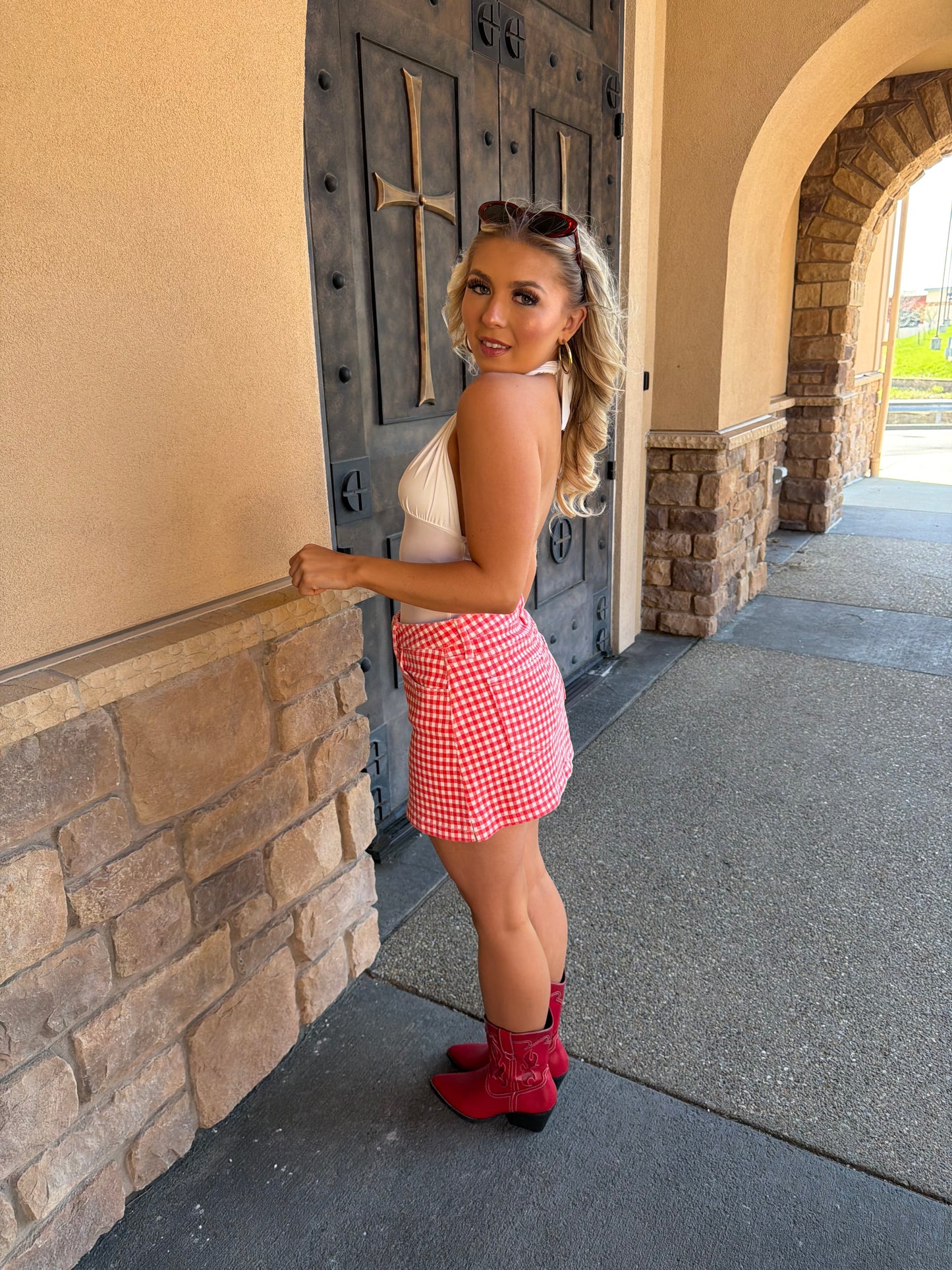 Gingham Girl Red Mini Skirt