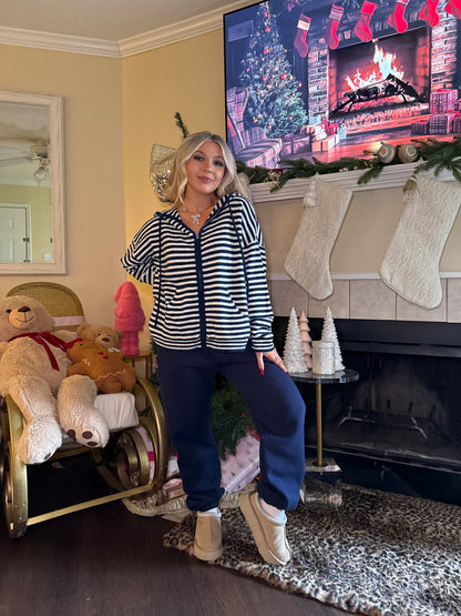 Casual Corner Navy Zip Up