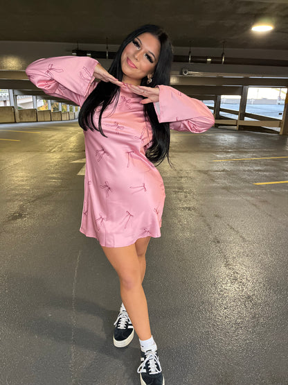 Rosè Silky Bow Dress