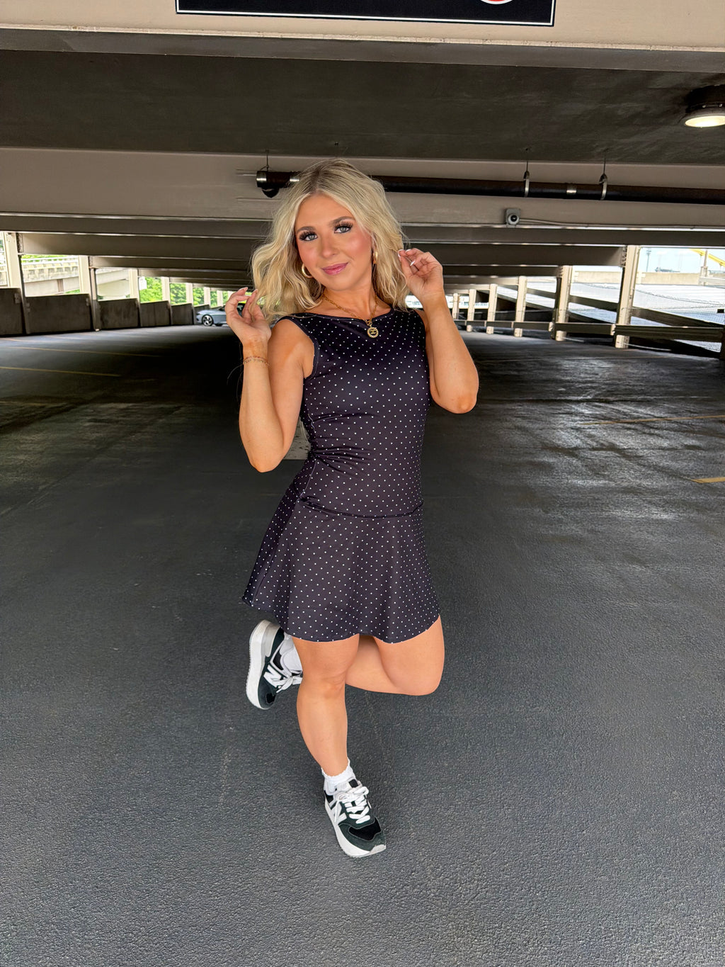 Bonjour Polka Dot Dress in BLACK