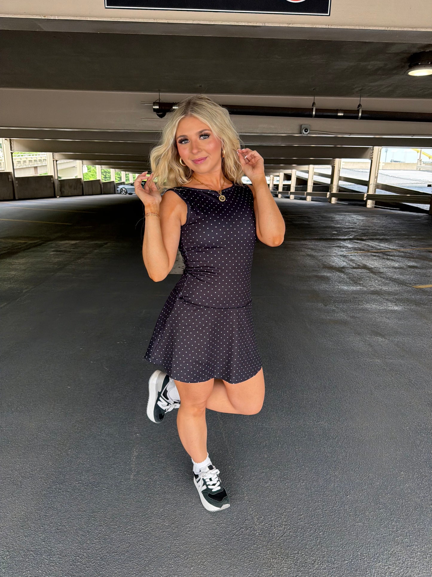 Bonjour Polka Dot Dress in BLACK