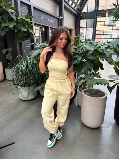 So Fetch Sweatpants in Pale Yellow