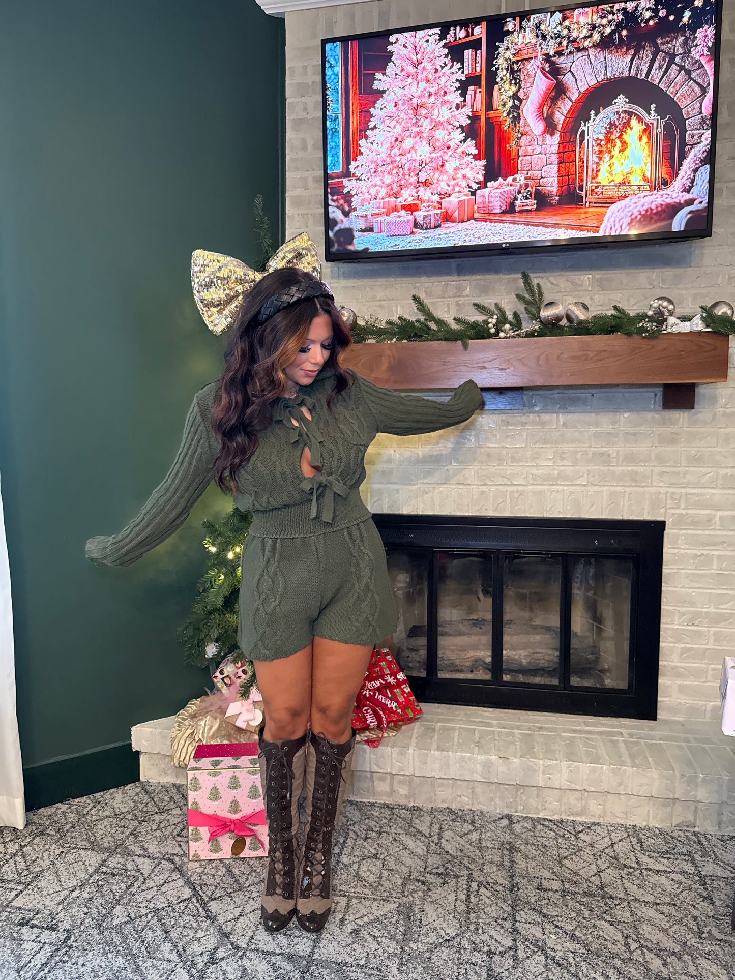 Olive Christmas Martini Romper