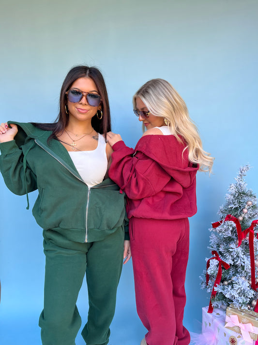 So Fetch Oversized Zip-up in Hunter Green