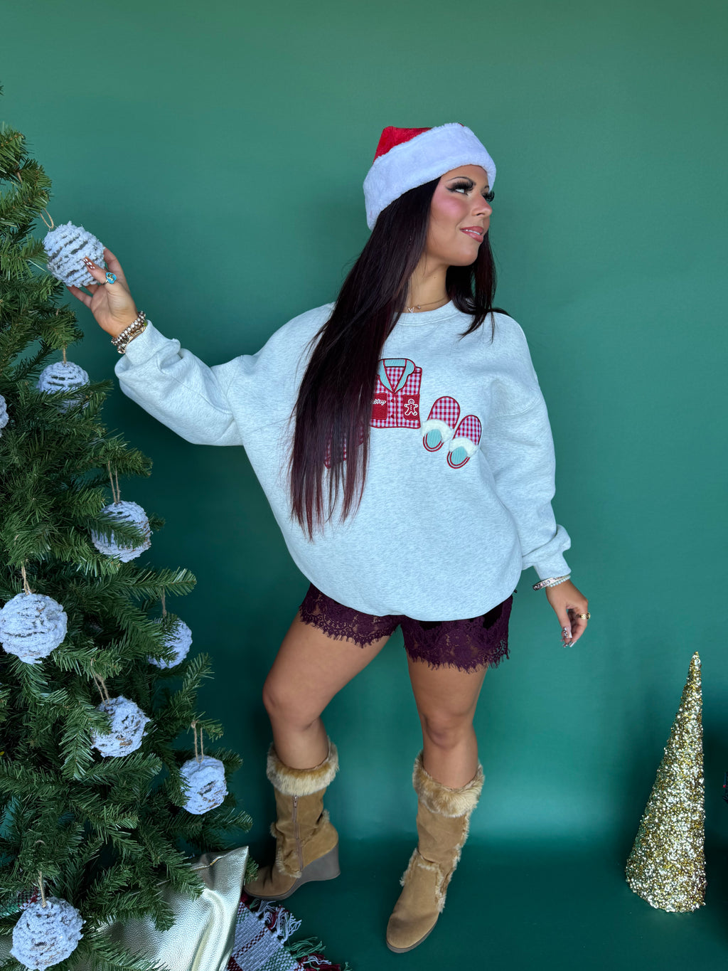 Pjs & Slippers Crewneck in Grey FINAL SALE