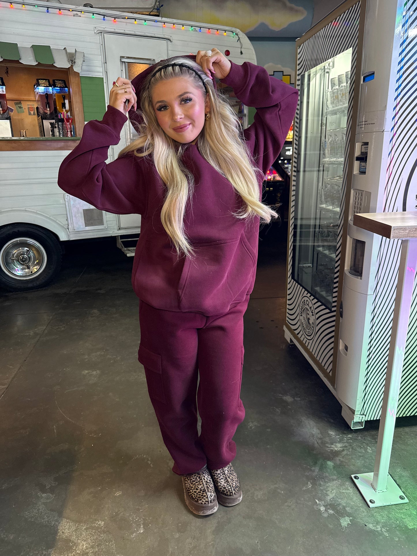 So Fetch Cargo Sweats in Black Cherry