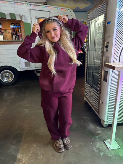 So Fetch Cargo Sweats in Black Cherry
