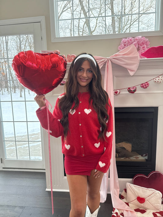 Midi Slit Skirt in Red