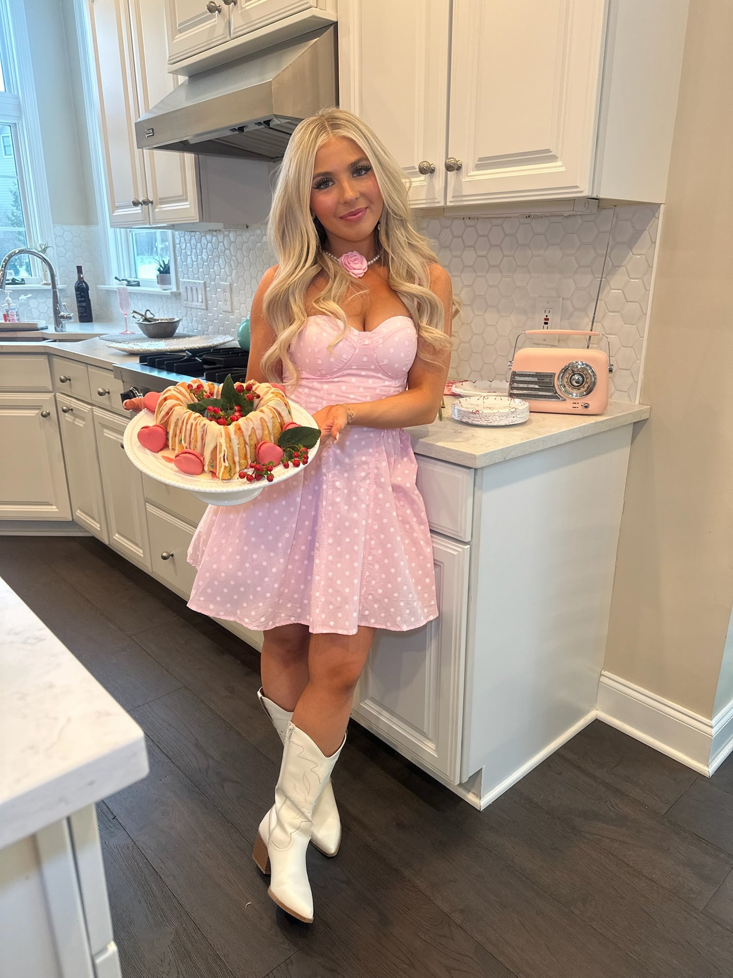Affectionate Pink Polka Mini Dress