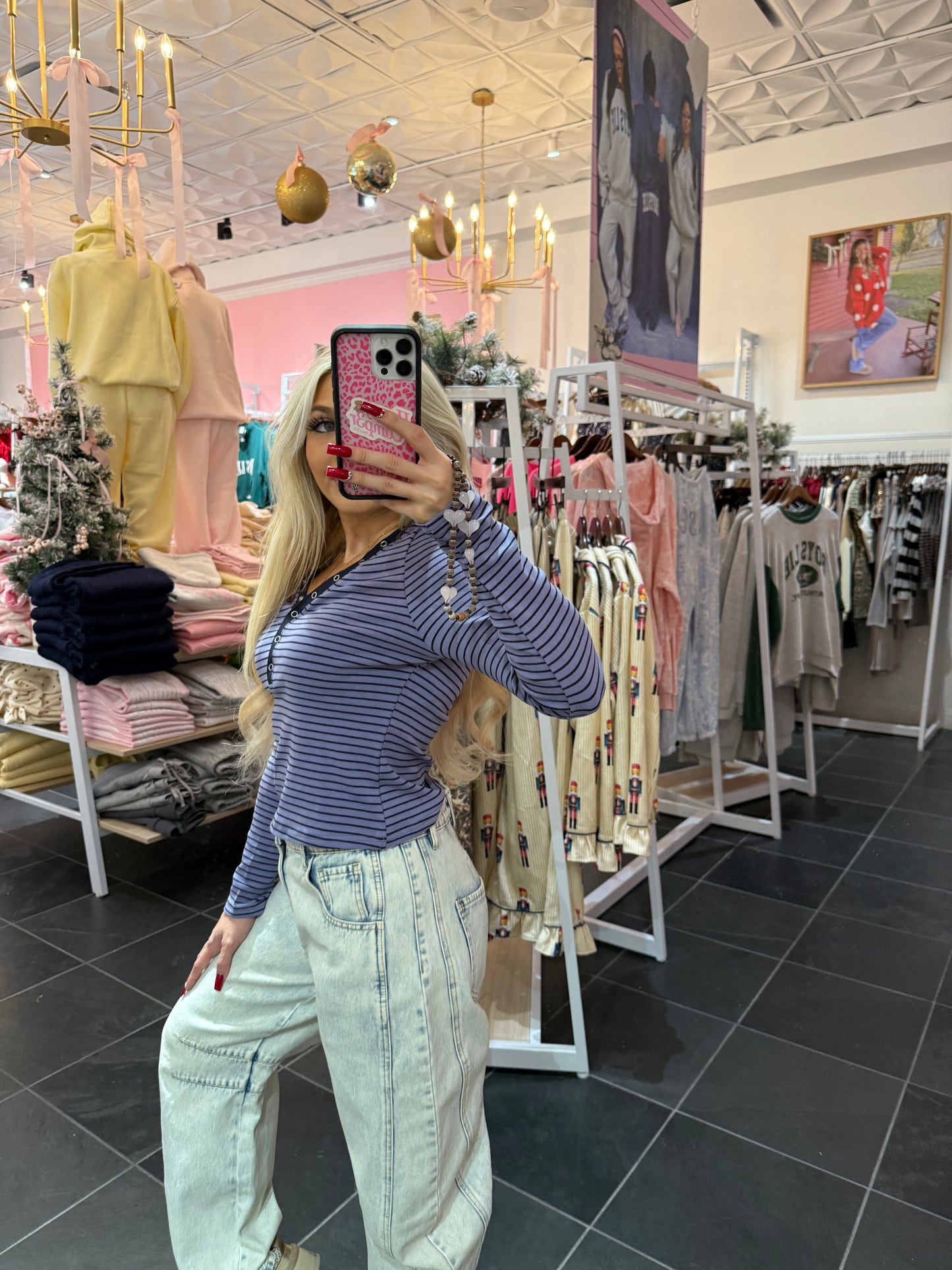 Study Break Striped L/S in Blue