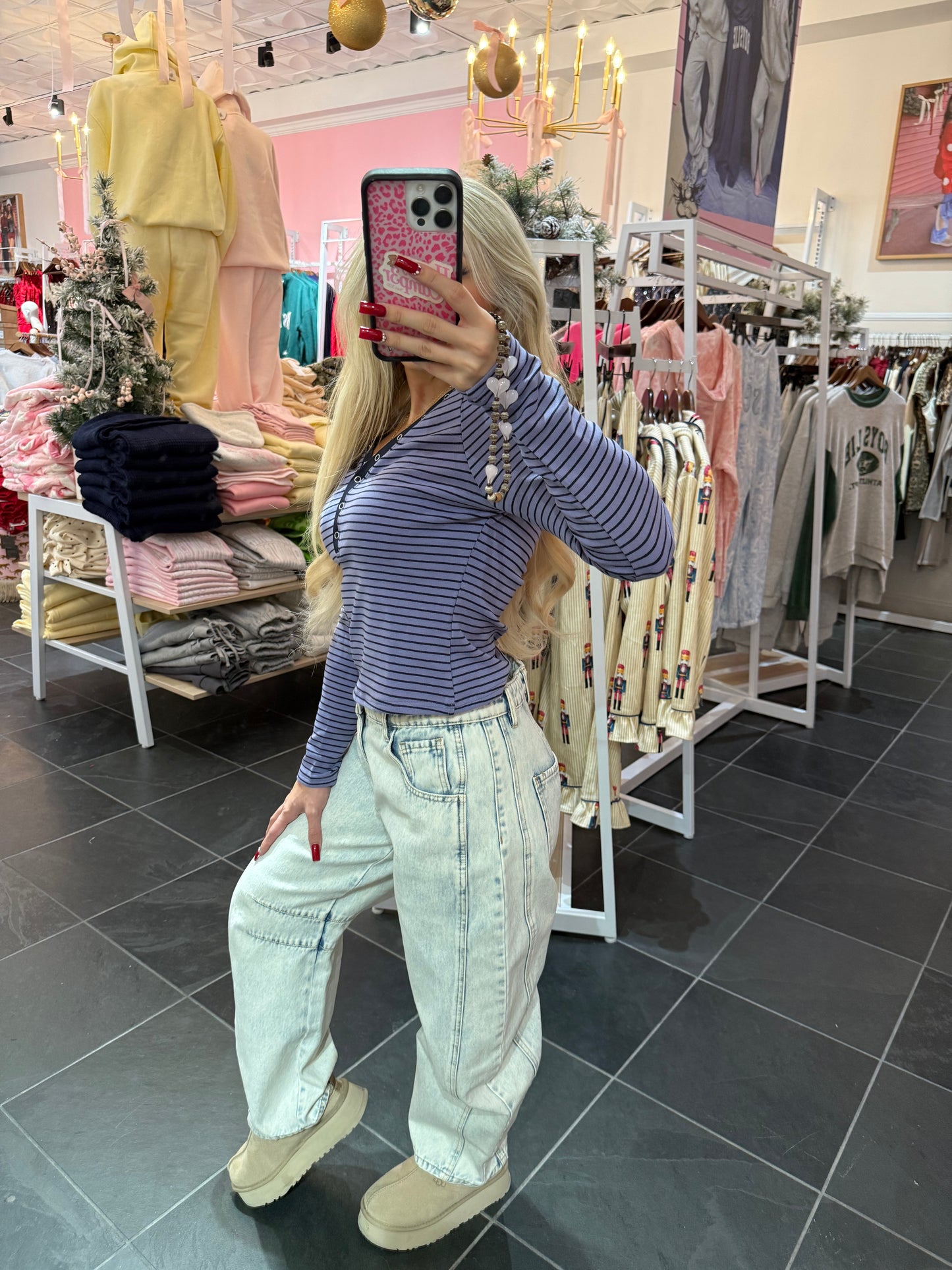 Study Break Striped L/S in Blue