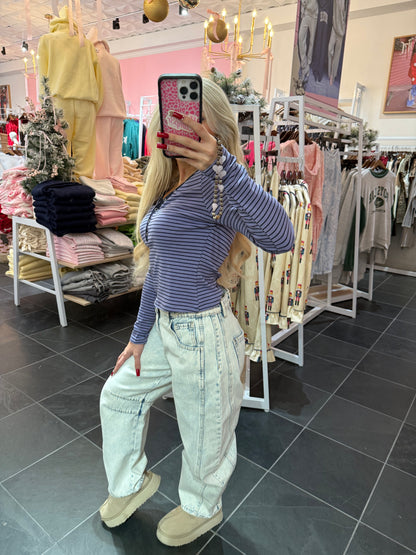 Study Break Striped L/S in Blue