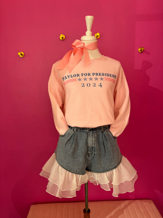 Taylor For President Sweatshirt in Pink