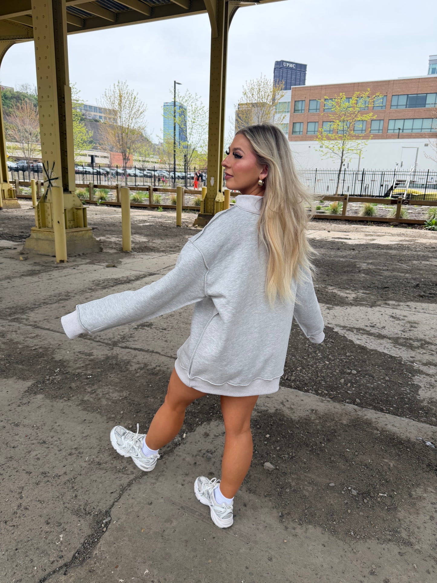 The Burgh Mockneck in Blush Polka Dot