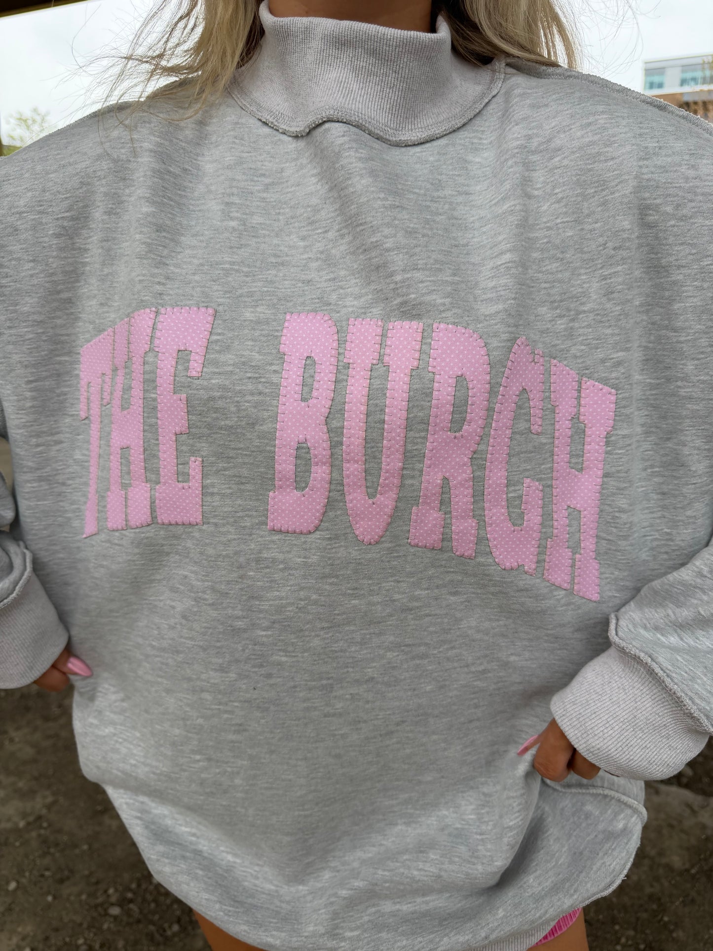 The Burgh Mockneck in Blush Polka Dot