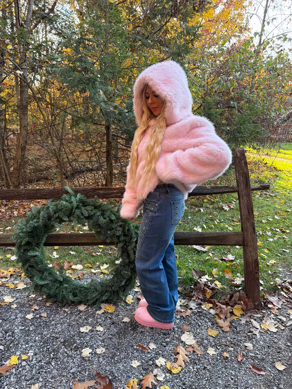 Eloise Pink Plaza Fur Coat