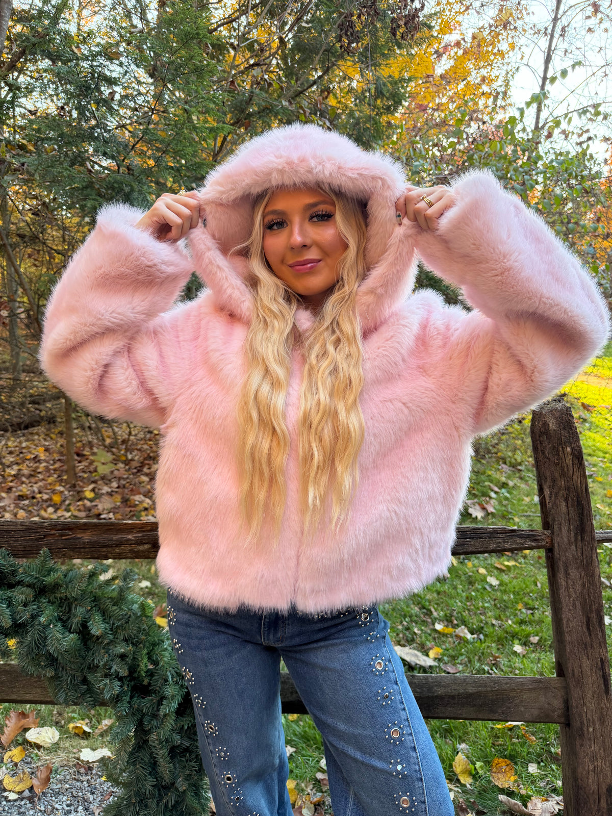 Eloise Pink Plaza Fur Coat