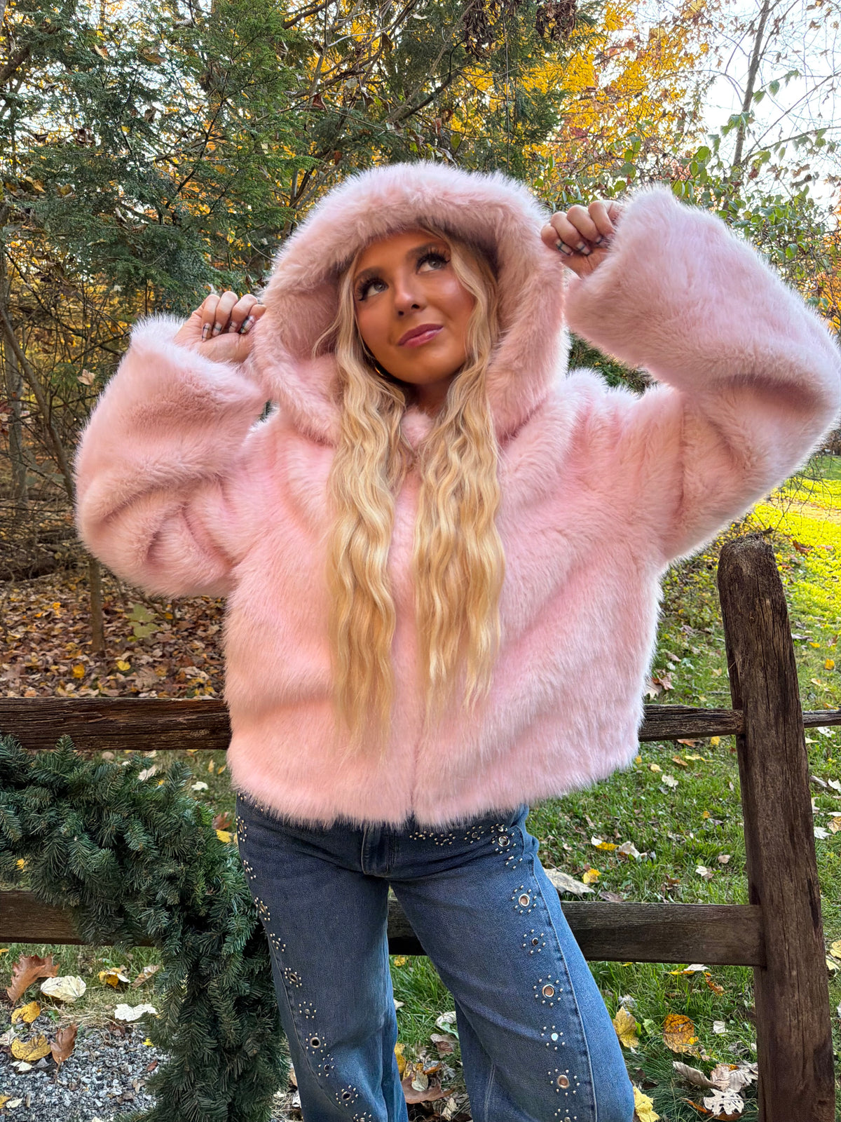 Eloise Pink Plaza Fur Coat