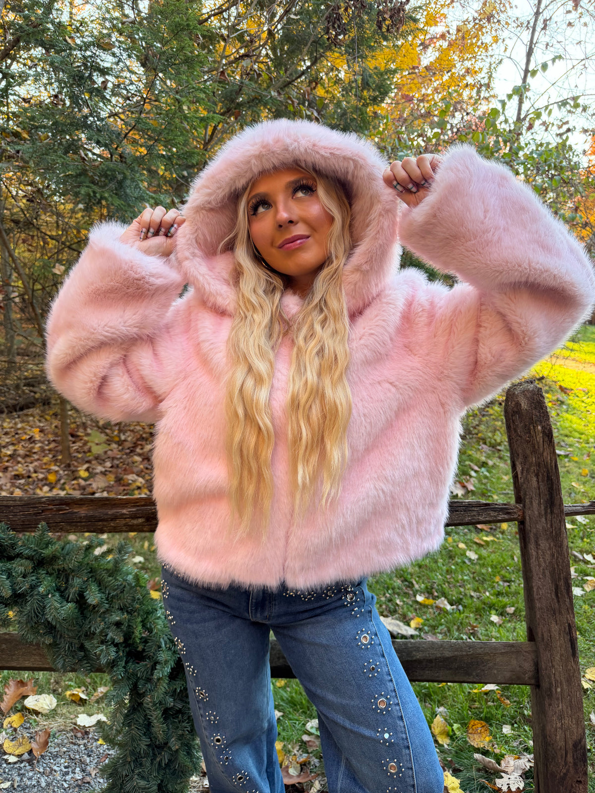 Eloise Pink Plaza Fur Coat