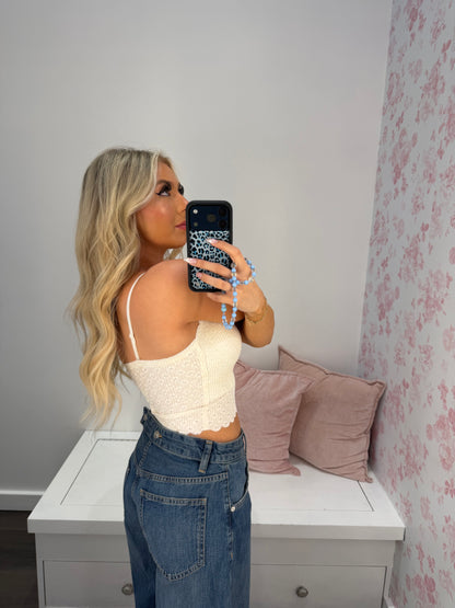 Scalloped Cream Bra Top