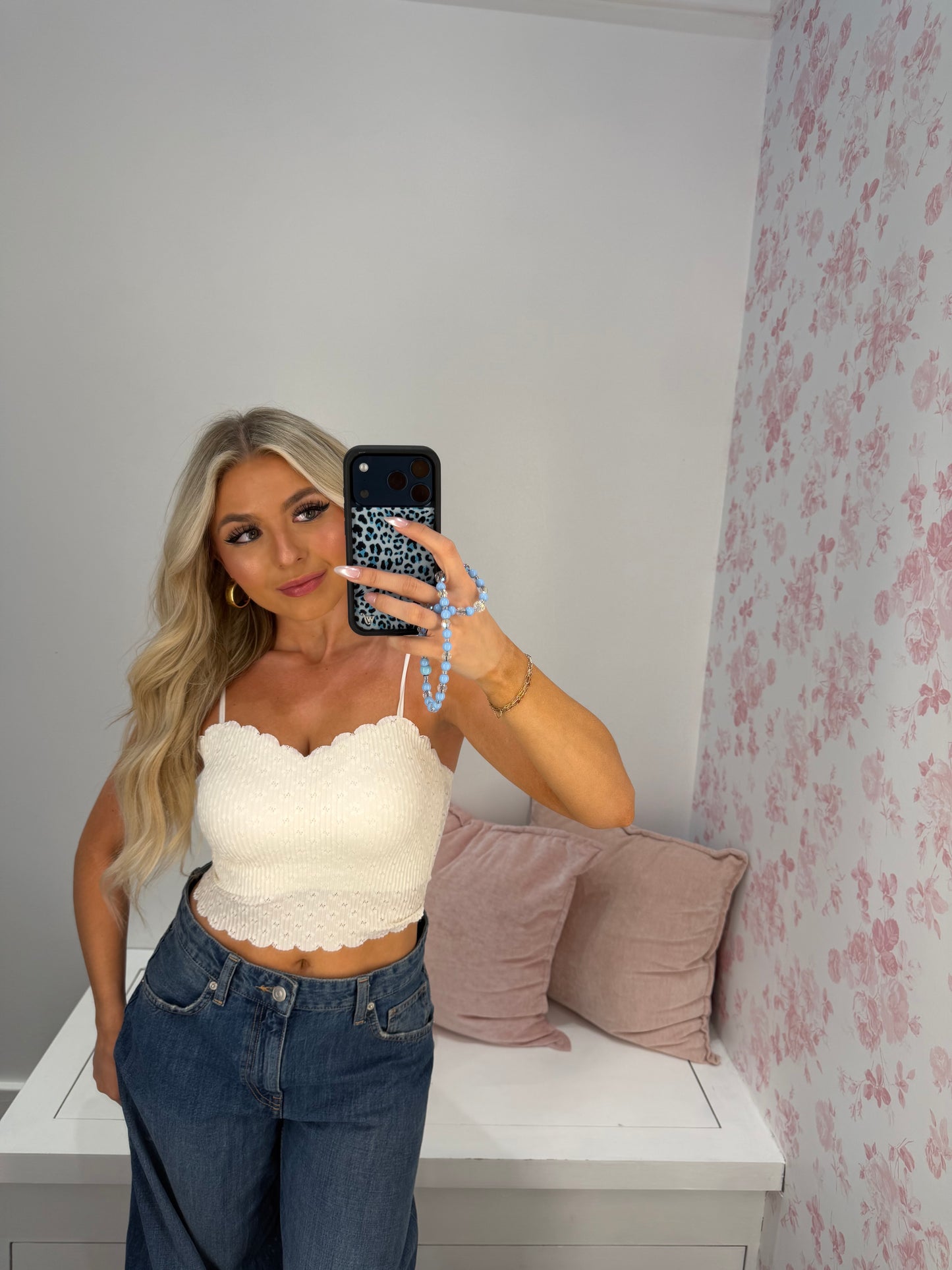 Scalloped Cream Bra Top
