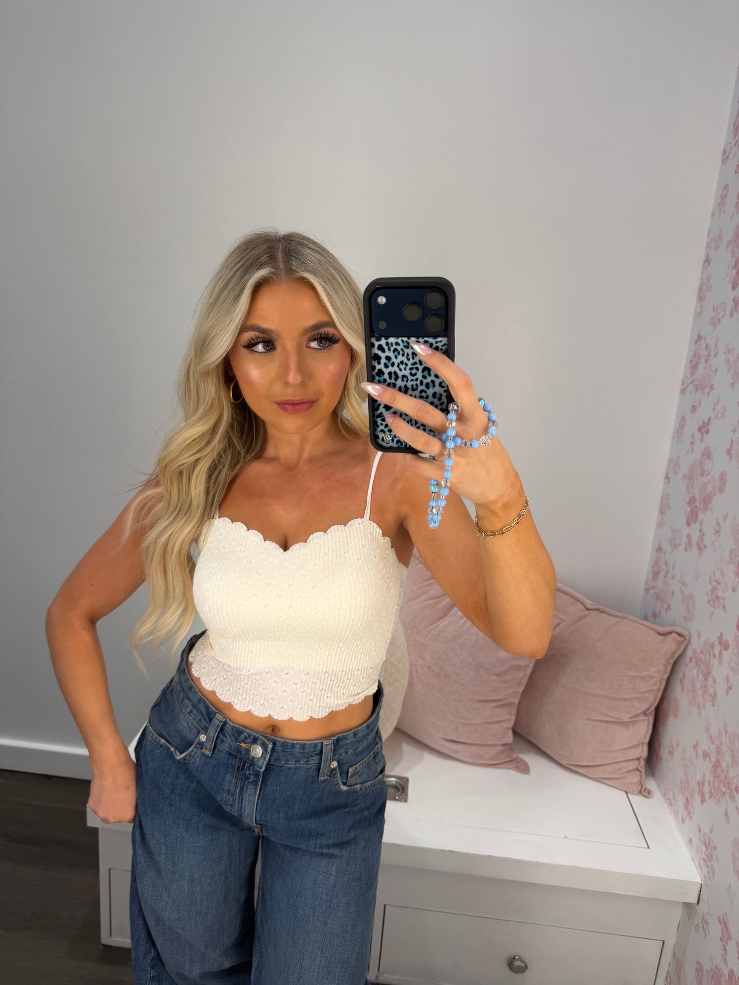 Scalloped Cream Bra Top