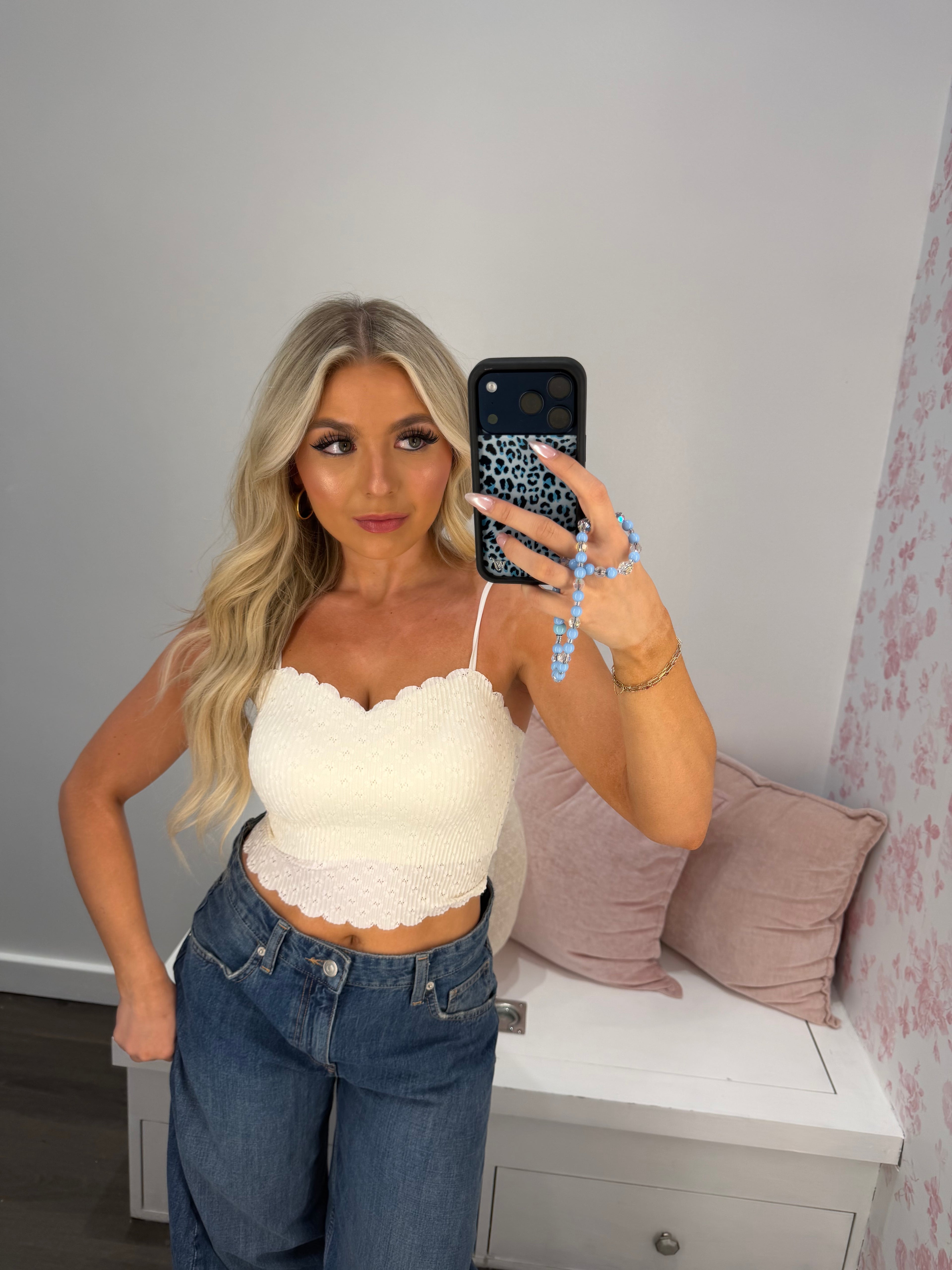 Scalloped Cream Bra Top