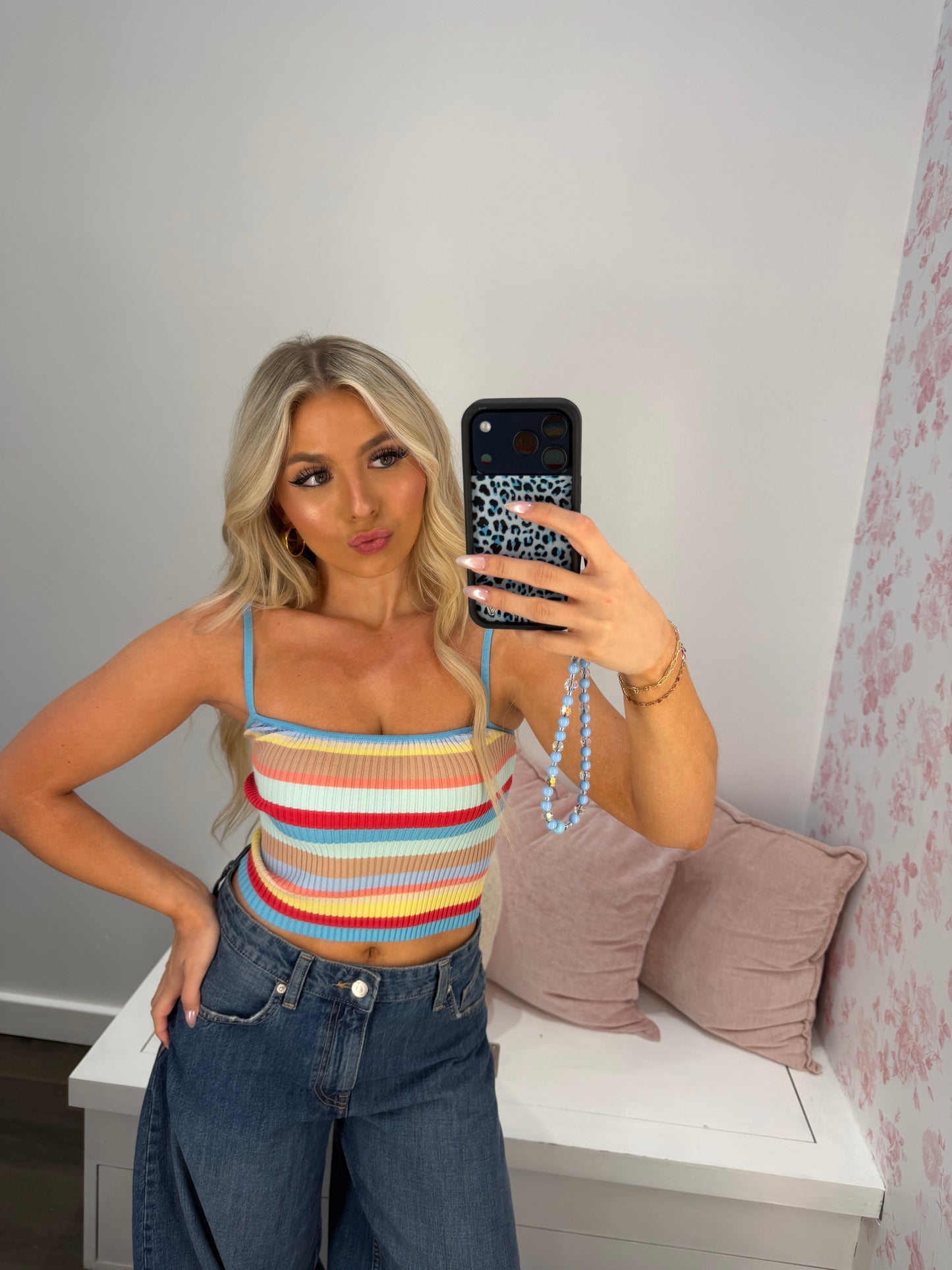 Brooks Striped Tank in Light Blue