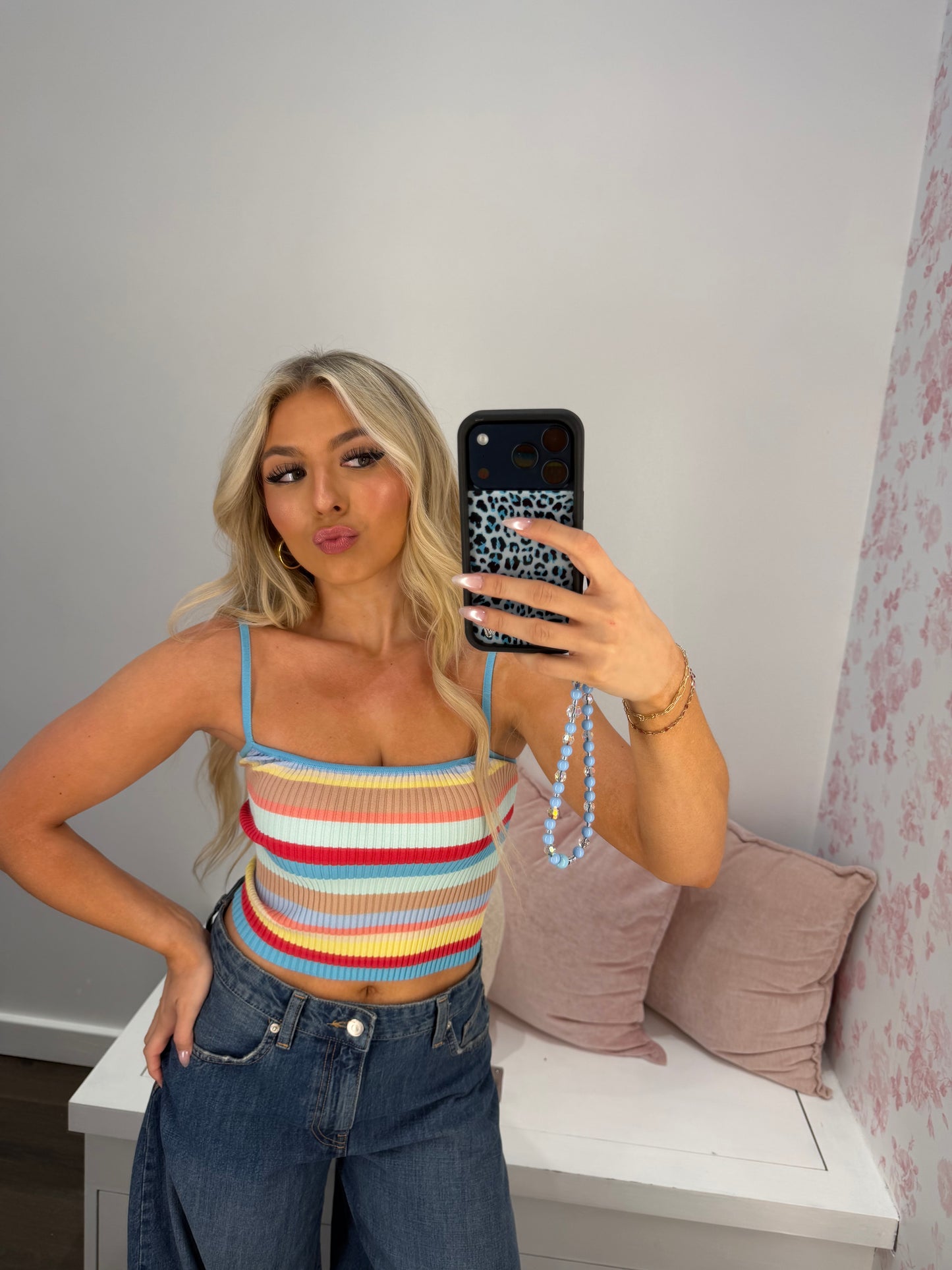 Brooks Striped Tank in Light Blue