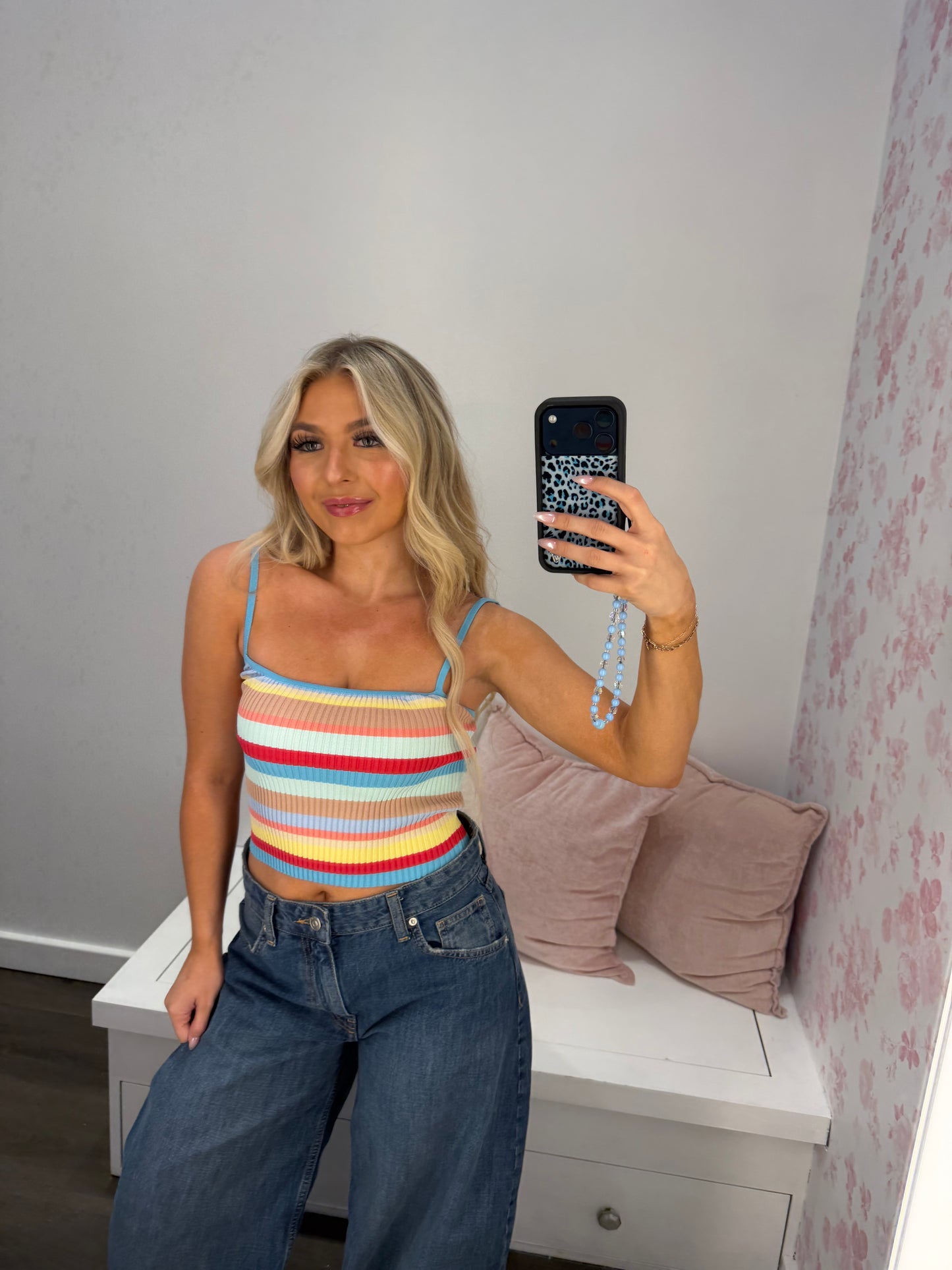 Brooks Striped Tank in Light Blue
