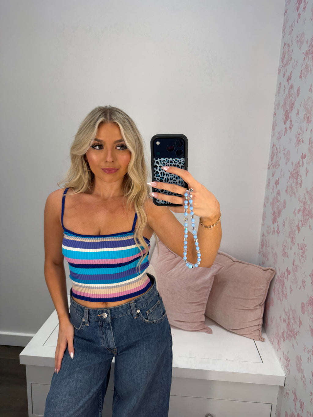 Brooks Striped Tank in Deep Blue