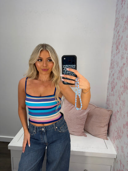 Brooks Striped Tank in Deep Blue