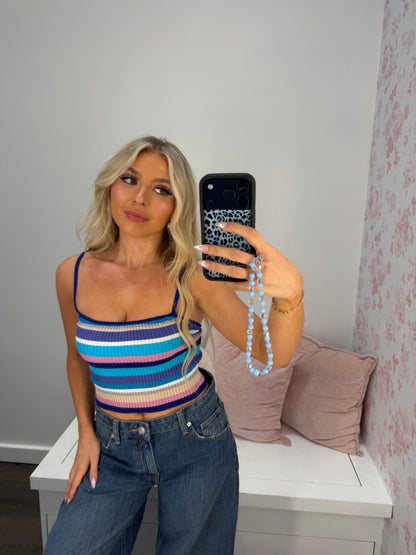 Brooks Striped Tank in Deep Blue