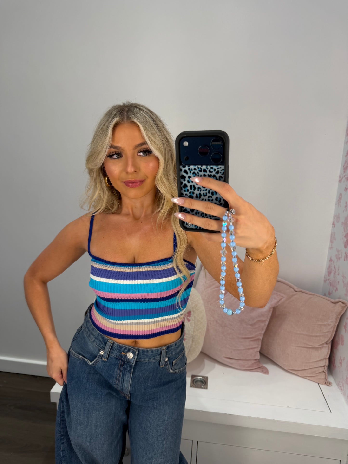 Brooks Striped Tank in Deep Blue