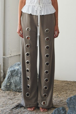 Ash Grommet Wide Leg Sweatpants