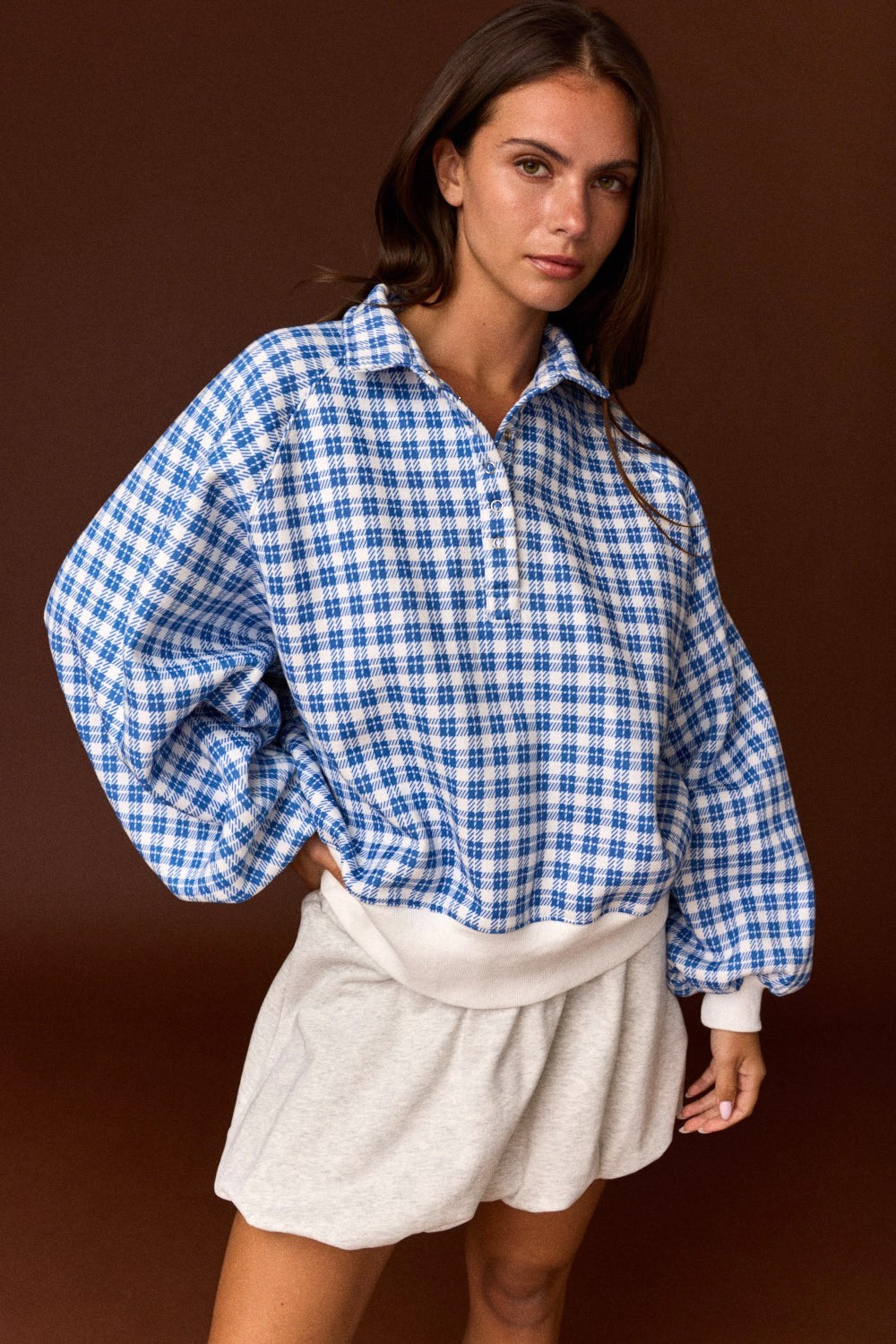 Dairy Plaid Navy Pullover
