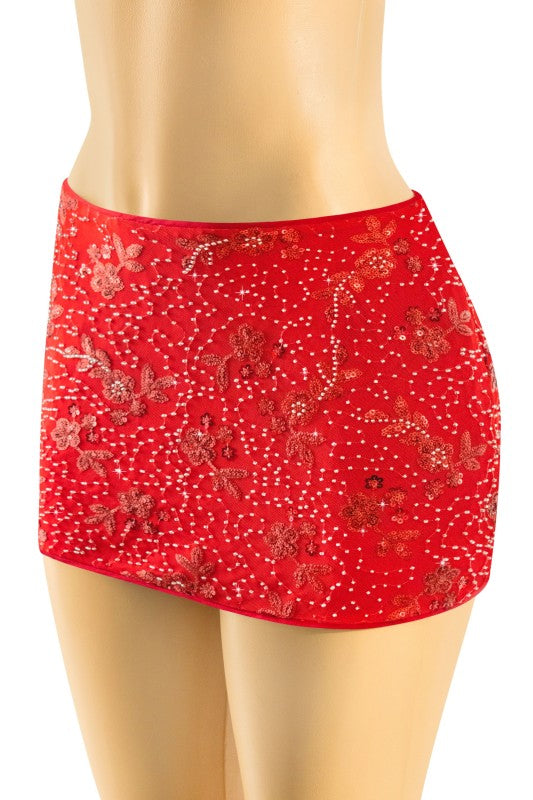 Earnest Embellished Skirt in Red