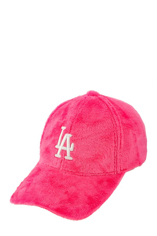LA Embroidered Hat in Fuchsia