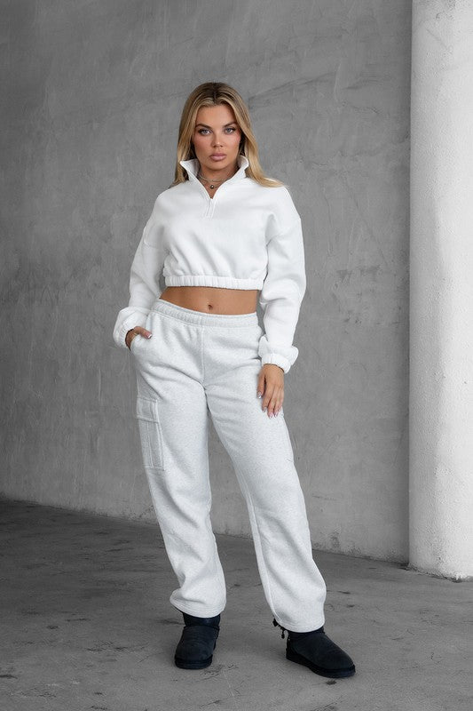 So Fetch Cargo Sweats in Heather White