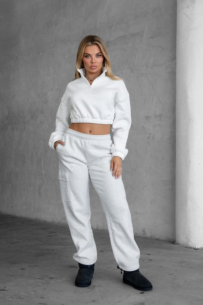 So Fetch Cargo Sweats in Heather White