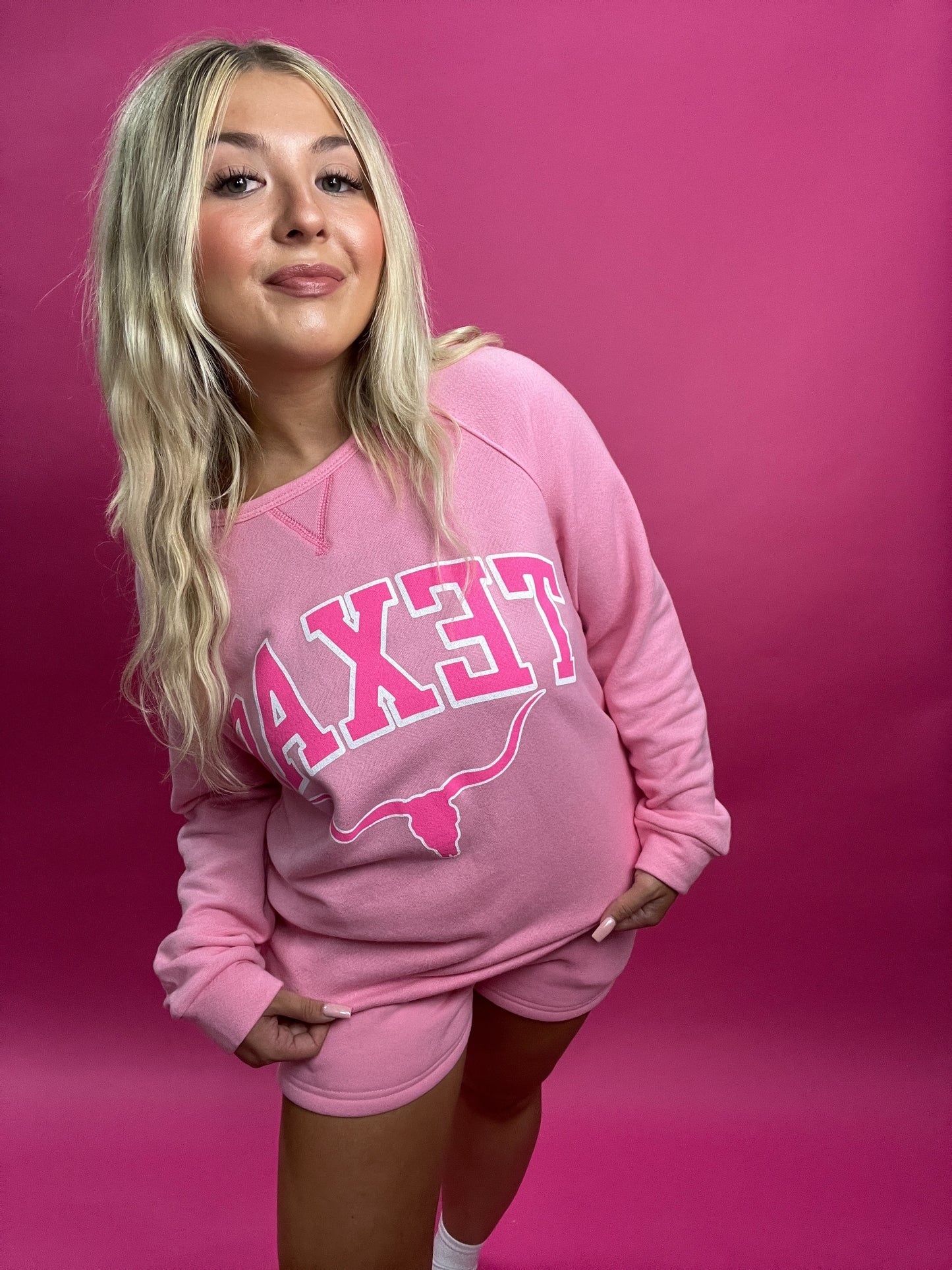 Pretty Pink Texas Pullover