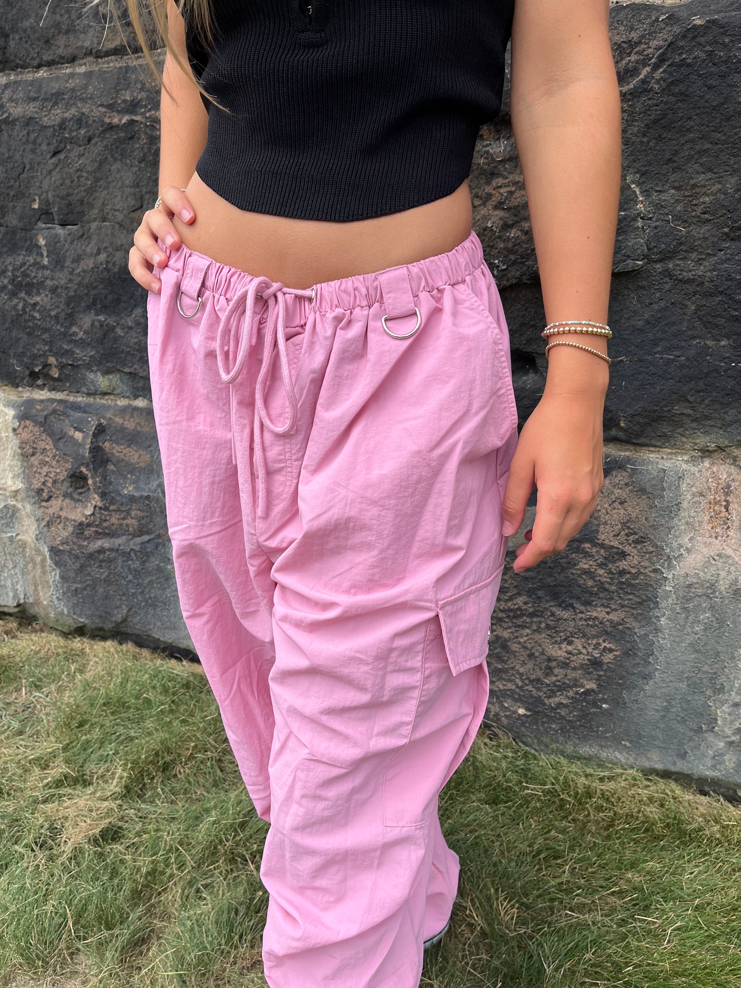 Full Of Sass Parachute Pants in Pink