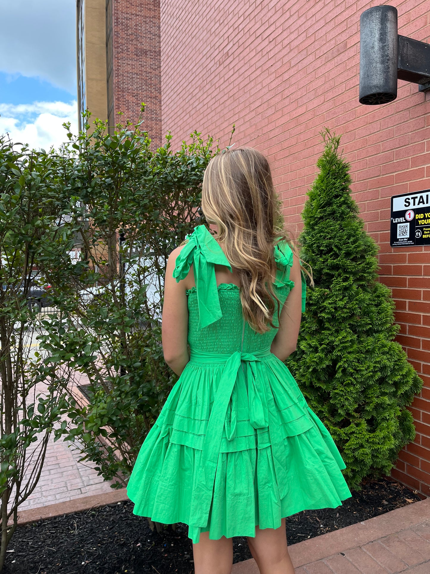Baby Girl Bow Tie Dress in Green